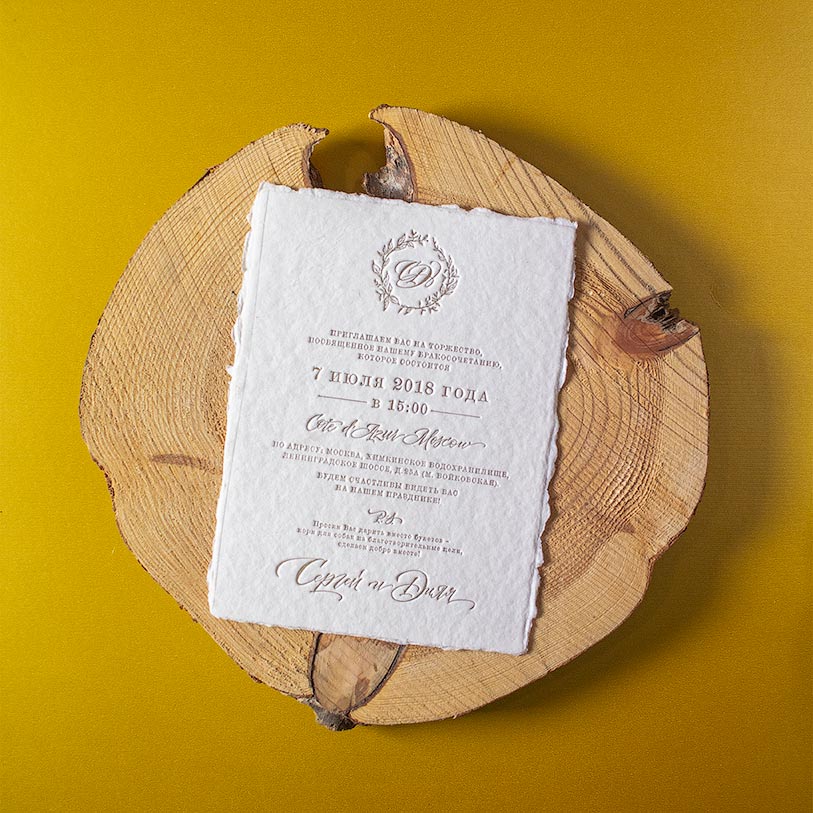 Свадебные приглашения, хлопковая бумага, высокая печать, letterpress
